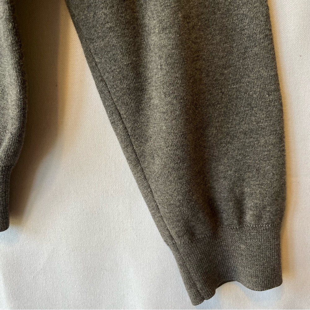 Polo Ralph Lauren jumper Sweater Large Gray V-neck Pima cotton Logo Mens FLAW - Picture 5 of 8